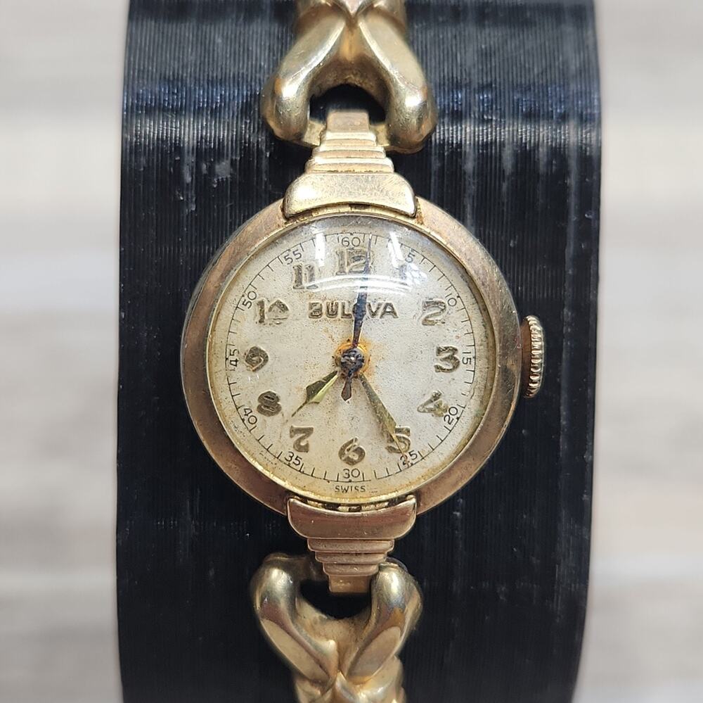 Vintage 1949 Bulova Woman's Watch 10k Rolled Gold Plated Bezel, Not Working